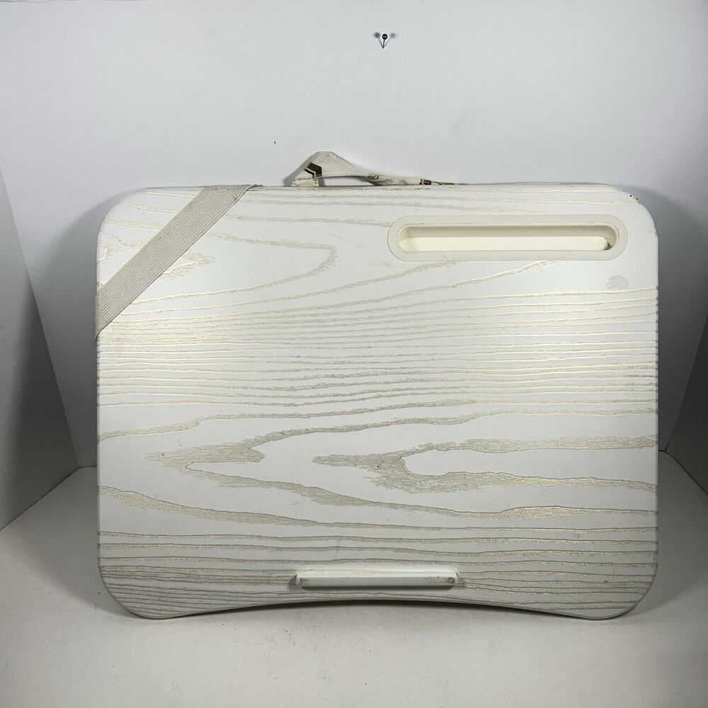 LapGear Laptop Lap Desk White Woodgrain Gold Geometric Cushion Tray
